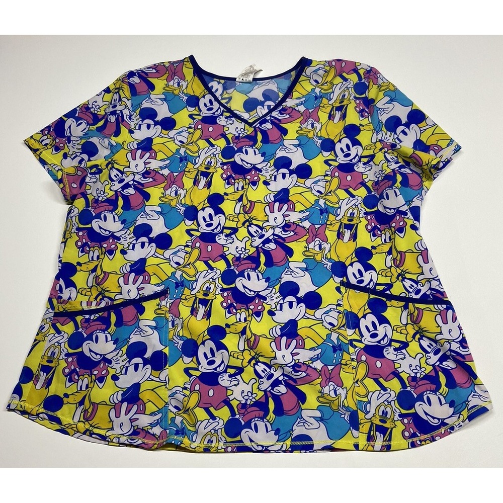 Disney Mickey Mouse Scrub Star Scrub Top Donald Duck Goofy Daisy Size 2XL